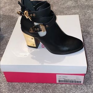 Just fab black booties with gold accents size 7
